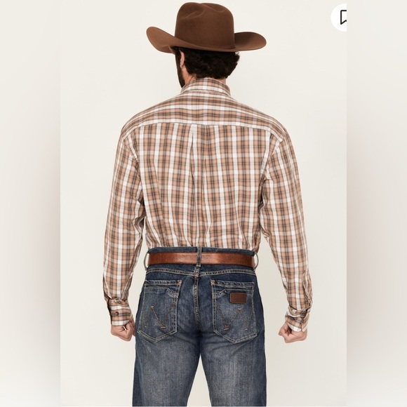 COPY - GEORGE STRAIT BY WRANGLER MEN'S PLAID LONG SLEEVE BUTTON-DOWN WESTERN SH… - Picture 3 of 4